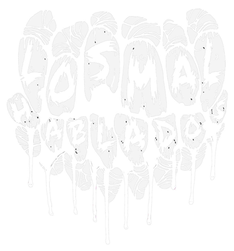 Los Mal Hablados logo, a drawing of a mouth in black and white with the band name written on the teeth